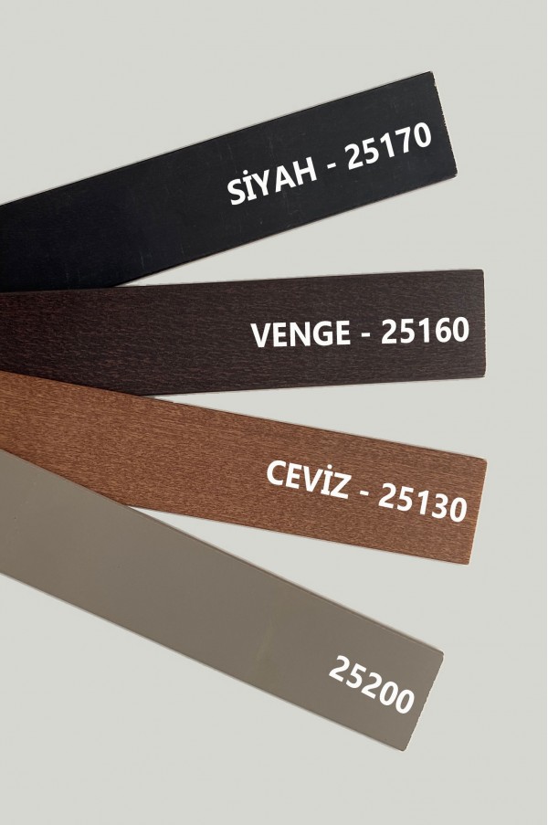 25 mm Ahşap Jaluzi Siyah Venge Ceviz Gri renk seçeneği